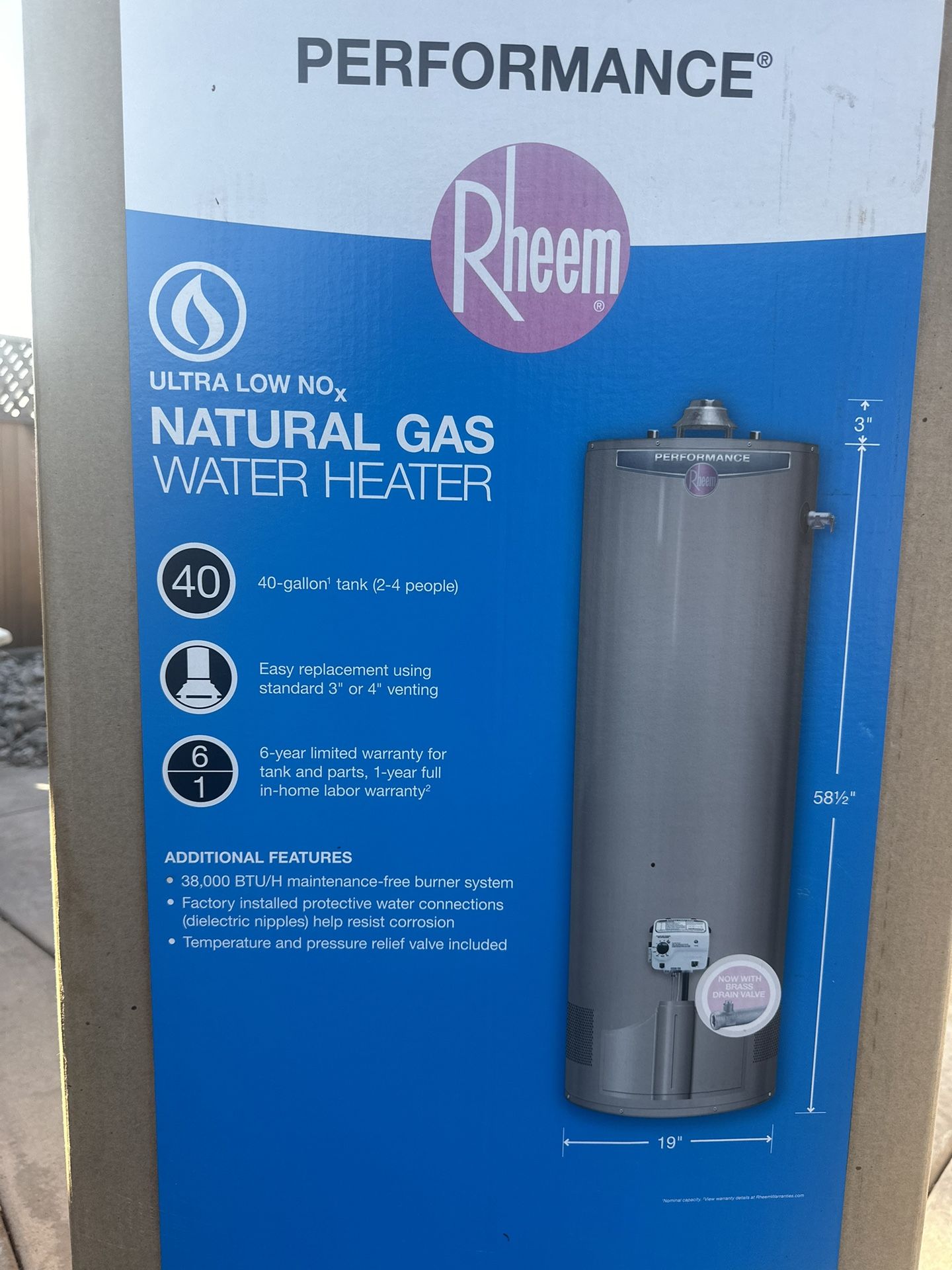 Rheem 40gal. Used Water Heater (3 Months Old)