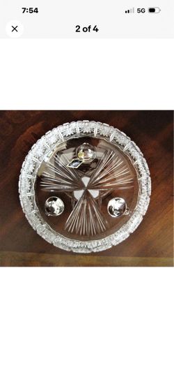 Bohemian Czech Vintage Crystal 8" Round Bowl Hand Cut Queen Lace 24% Lead Glass
