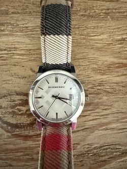 Burberry Women’s Housecheck Fabric Strap Watch 34mm (BU9151)