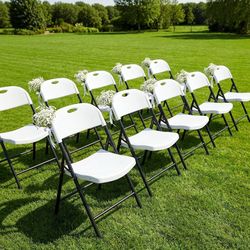 10pcs Plastic Folding Chair with Reinforced Steel Frame (10, White) Heavy Duty Foldable Chair for Events Indoor and Outdoor, Wedding, Party, Garden, P