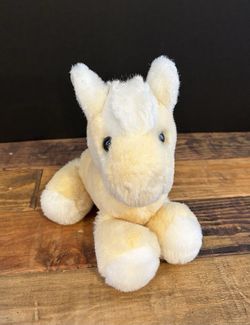Gund 1983 Yellow 9” Plush Pony Horse Stuffed Vintage Lovey