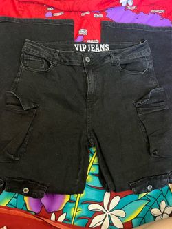 faded black look baggy jeans