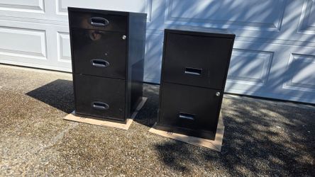 Black metal file cabinets