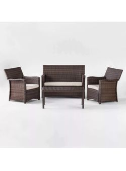 Halsted All Weather Wicker 4 Pc Outdoor Seating Set