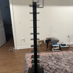 Tall Black Spine Bookshelf / Floating Tower Shelf