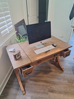 Standing Desk Solid Wood With Drawers And Storage