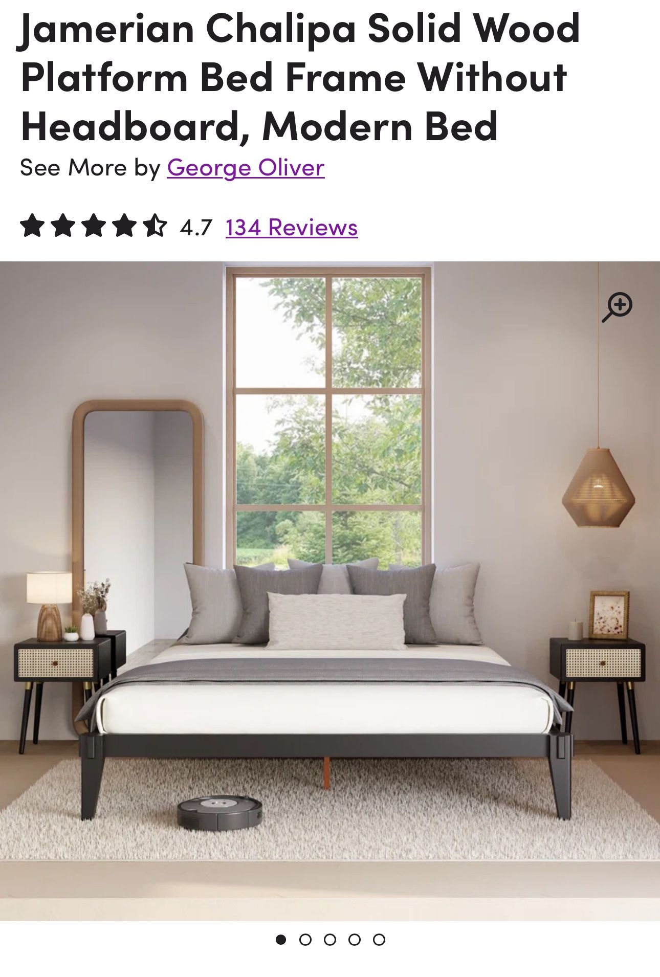 Jamerian Chalipa Solid Wood Platform Bed Frame Without Headboard, Modern Bed See More by George Oliver