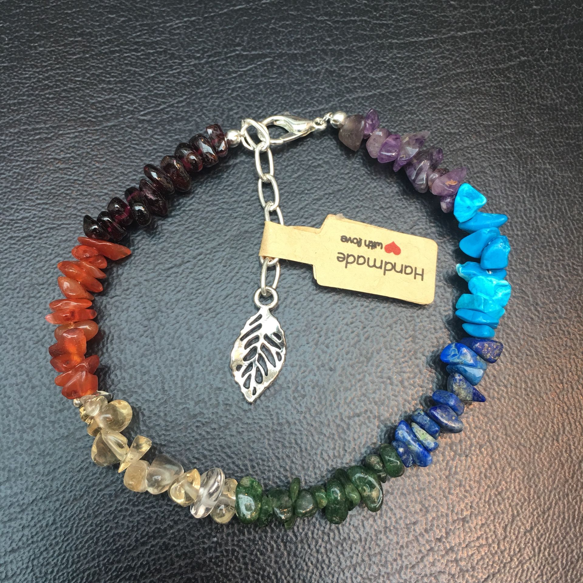 Chakra natural gemstone chips beaded bracelet jewelry