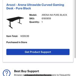 Arozzi - Arena Ultrawide Curved Gaming Desk
