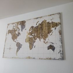 Large Map Of The World Canvas