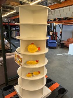 White Rotating Display Shelf Tower
