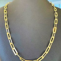 Jewelry 14k solid yellow gold Fancy Paperclip style 24” chain Necklace 21.4 grams 5mm