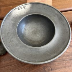 19th Century Pewter Bowl And 6 Spoons