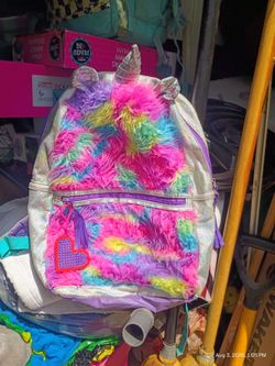 Kids Unicorn Fuzzy Rainbow glitter Backpack
