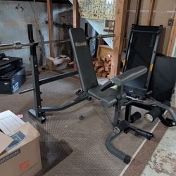 Bench Press With Leg Curl And Extension And Barbell