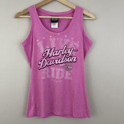 HARLEY-DAVIDSON Pink Graphic Muscle Tee Tank Top