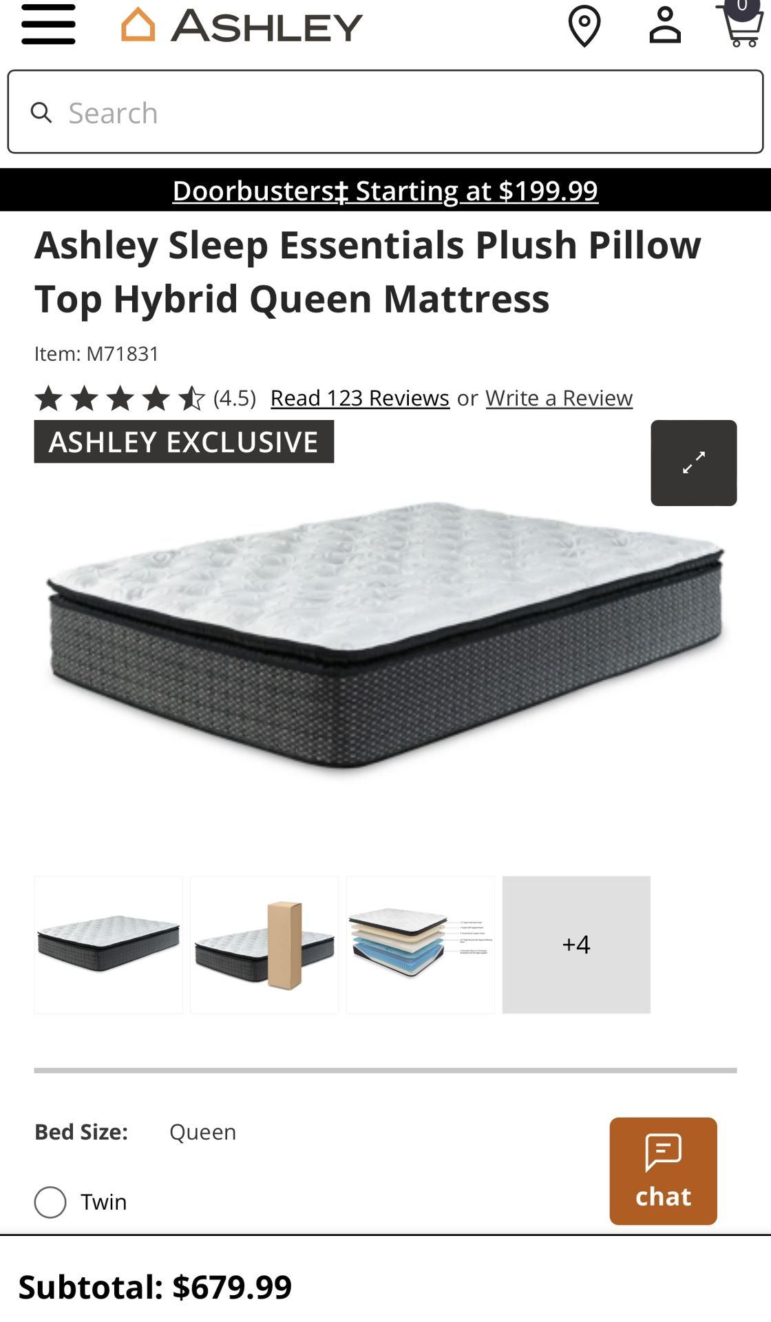 Ashley’s Sealy Tiverton plush pillow queen mattress