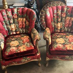 Victorian or Rococo Revival style  Wing back chairs