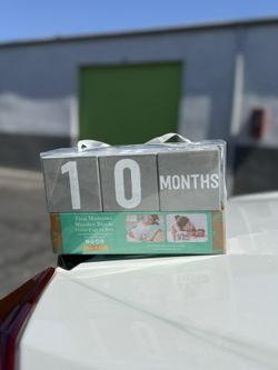 Kate & Milo First Moments Mommy, Baby Wooden Blocks Cubes Milestone Photo Props