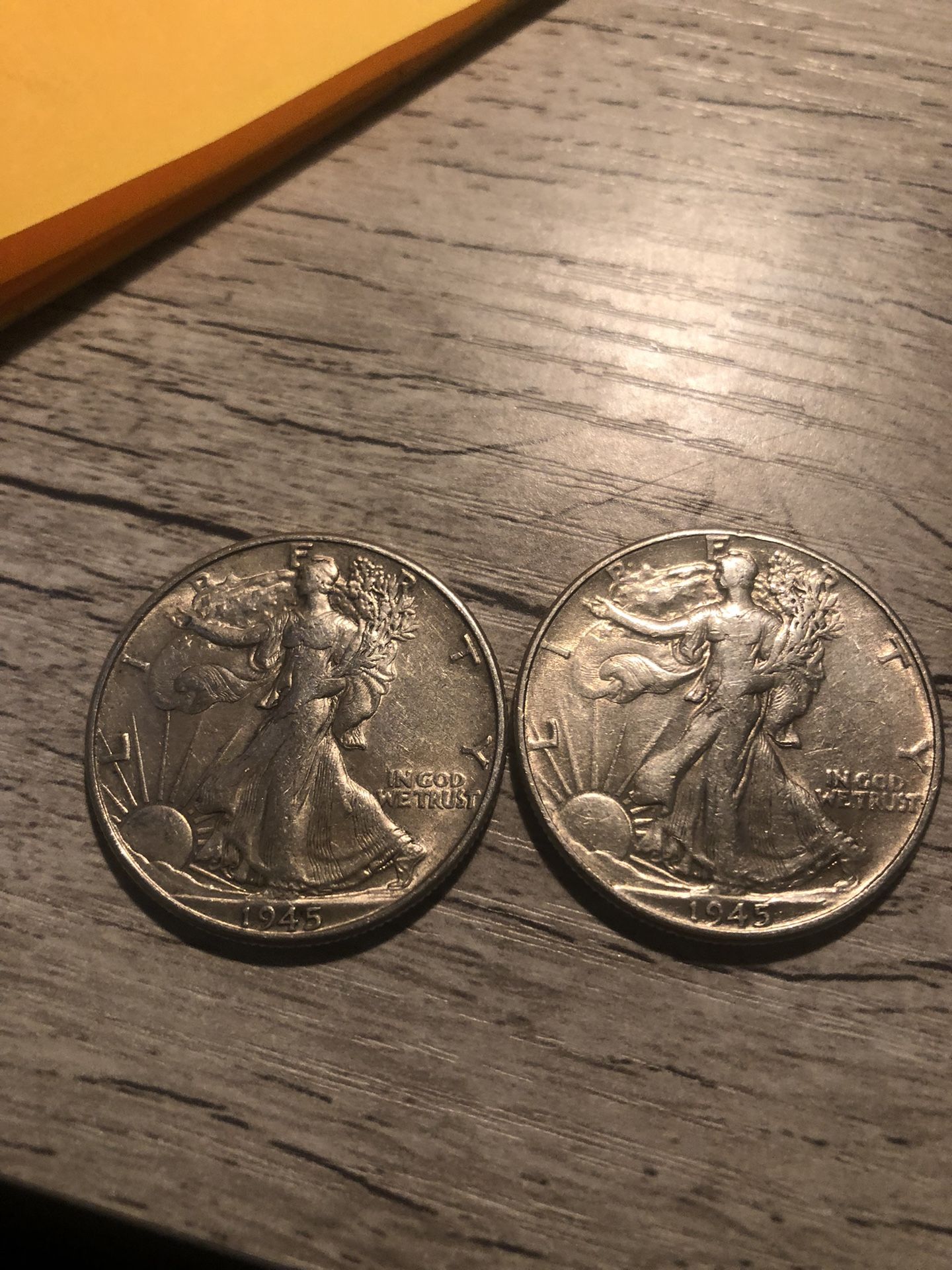 1945 Walking Liberty Half Dollar VF LOT of 2