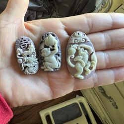 Carved Jade Pendants, $25 Each Or $50 For All 3 