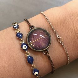 Purple & Bronze Aspen Leaf Bracelet