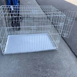 Used White Metal Wire Dog Cage