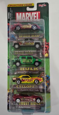 MARVEL Maisto Car collection #3 of 5* Spiderman, Thor, Iron man, Hulk, Ghost rider 2002  NIP