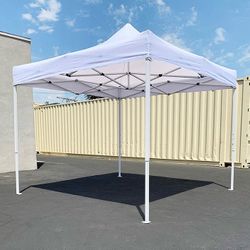 (NEW) $99 Heavy-Duty 10x10 FT Outdoor Ez Pop Up Canopy Party Tent Instant Shades w/ Carry Bag (White/Blue)