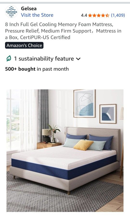 Memory Foam Cooling Gell Full Mattress