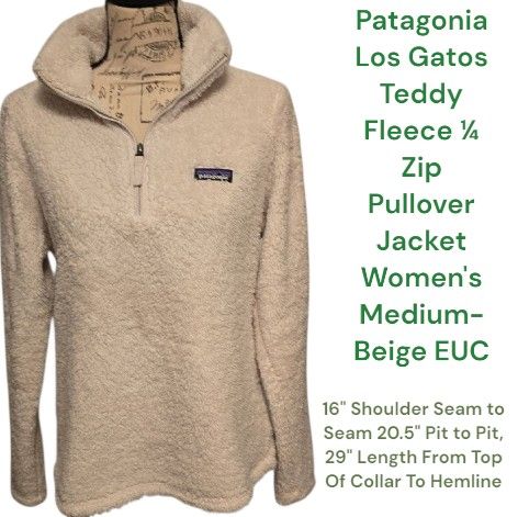 Patagonia Los Gatos Teddy Fleece Quarter Zip Pullover Women's Medium EUC