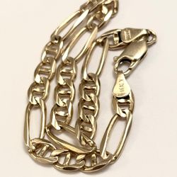 14k Gold Figaro Chain Bracelet 8.9”