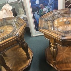 Two Wood Brown End Tables 