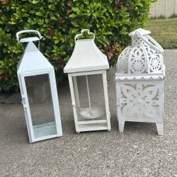 White Metal Lanterns 
