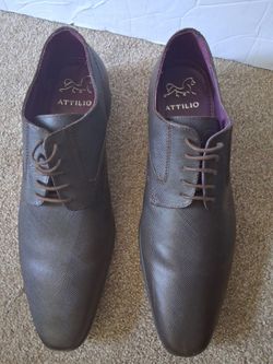 Attilio Men's Dress Shoes Brown Textured Oxford - US Size 12 (UK 11/EU 45)