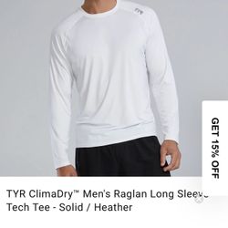 Small TYR ClimaDry™ Men's Raglan Long Sleeve Tech Tee 
