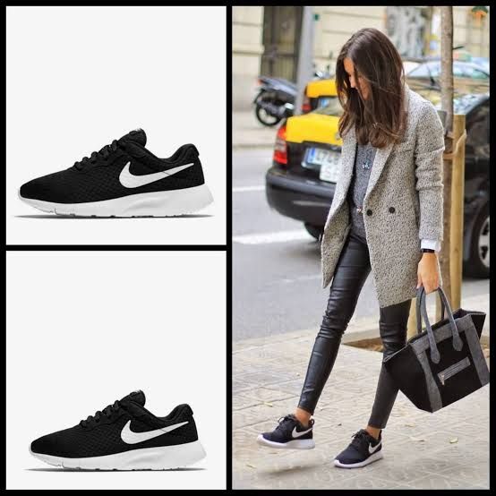 Women’s Black and White Nike Tanjun running Sneakers