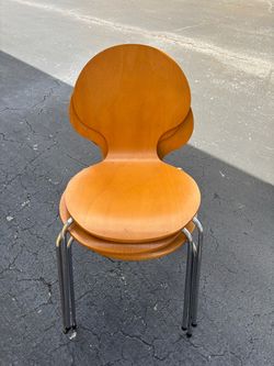 6 Stacked Bentwood Chairs with Chrome Legs