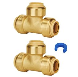 SUNGATOR Tee Plumbing Pipe Connector, 3/4-Inch Push Fit PEX Tee, No Lead Bras...