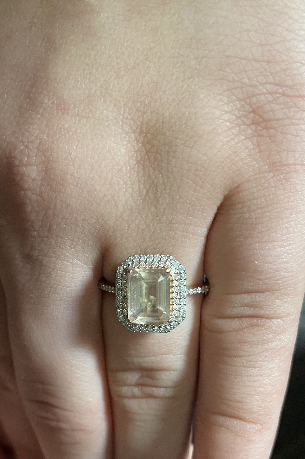 Pink Morganite and diamond Engagement Ring
