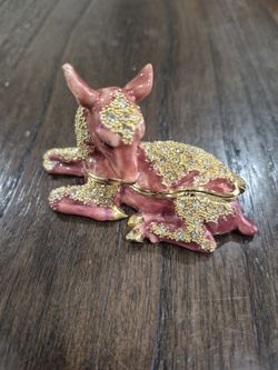 Enameled Jewelry Box Enamel Gold Plated Trinket Box Decorative Jewelry Box Figurine for Rings