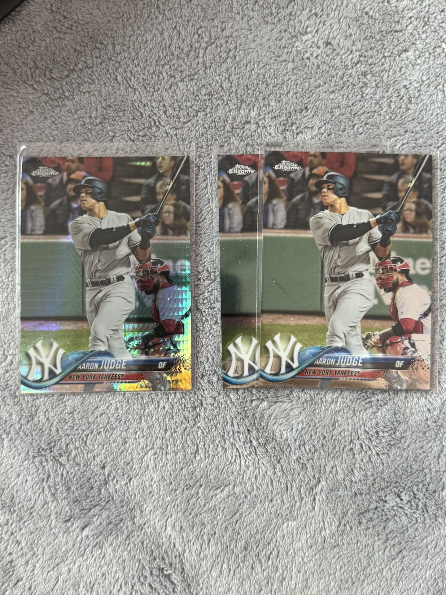 Aaron Judge 2018 Topps Chrome Prizm Refractor & 2 Chrome Base