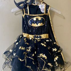 Rubies DC Batman Batgirl Halloween Costume Black Tutu Dress Cape Mask sz 6 Small 