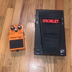 Boss Distortion Pedal And Morley Wah Pedal