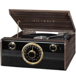 4-in-1 Bluetooth Record Player & Multimedia Center with Radio