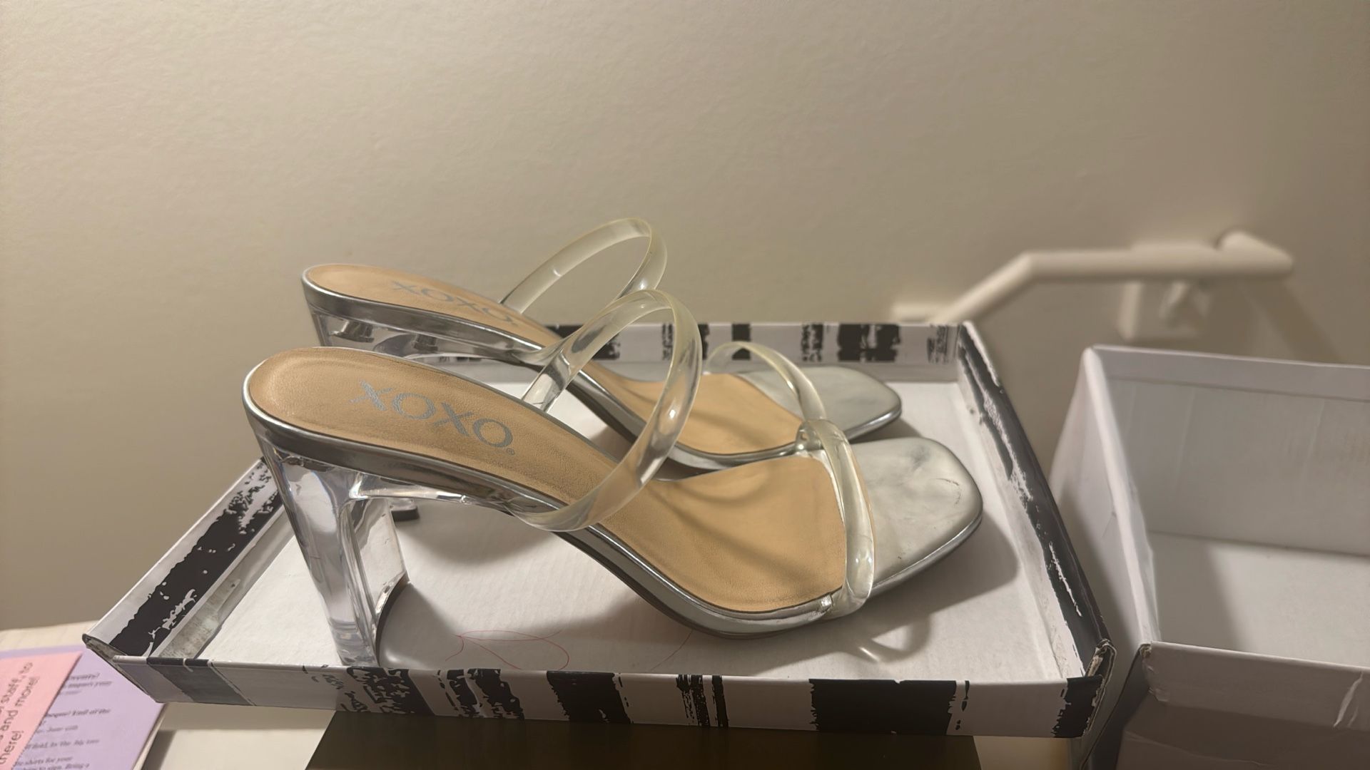 Clear And Silver Heels