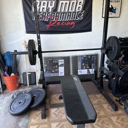 Half Rack W/ Bench And 225lb Weight Set. $800 OBO