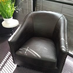 Leather Barrel Chair