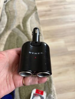 Black Dynex Dual Port Car Adapter and USB Blue Metallic Charging Cable