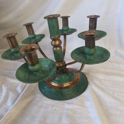Unique table top copper candelabra